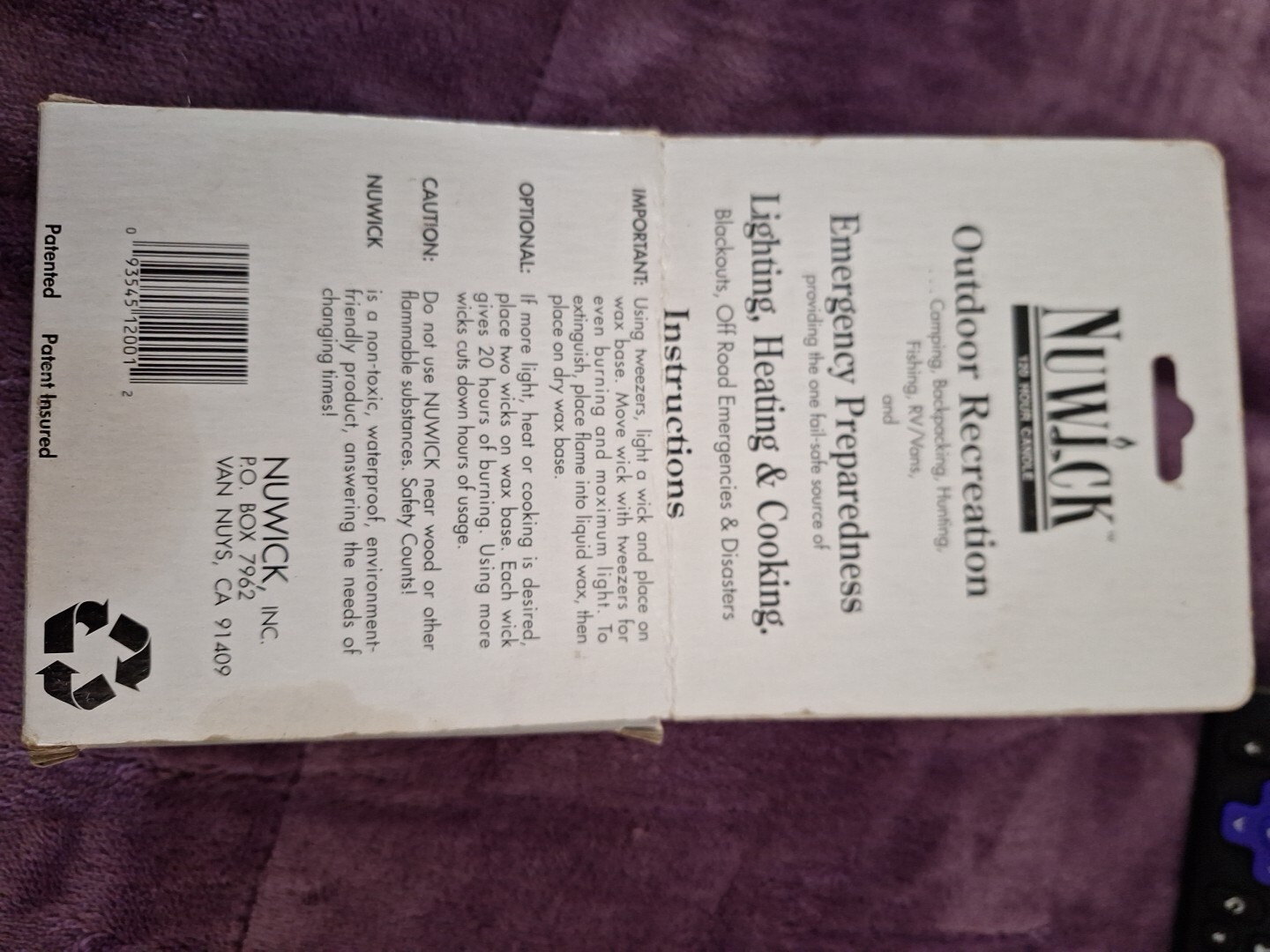 NEW NUWICK 120 Hour Emergency Candle ~ Moveable Wicks Reusable Light Heat Cook