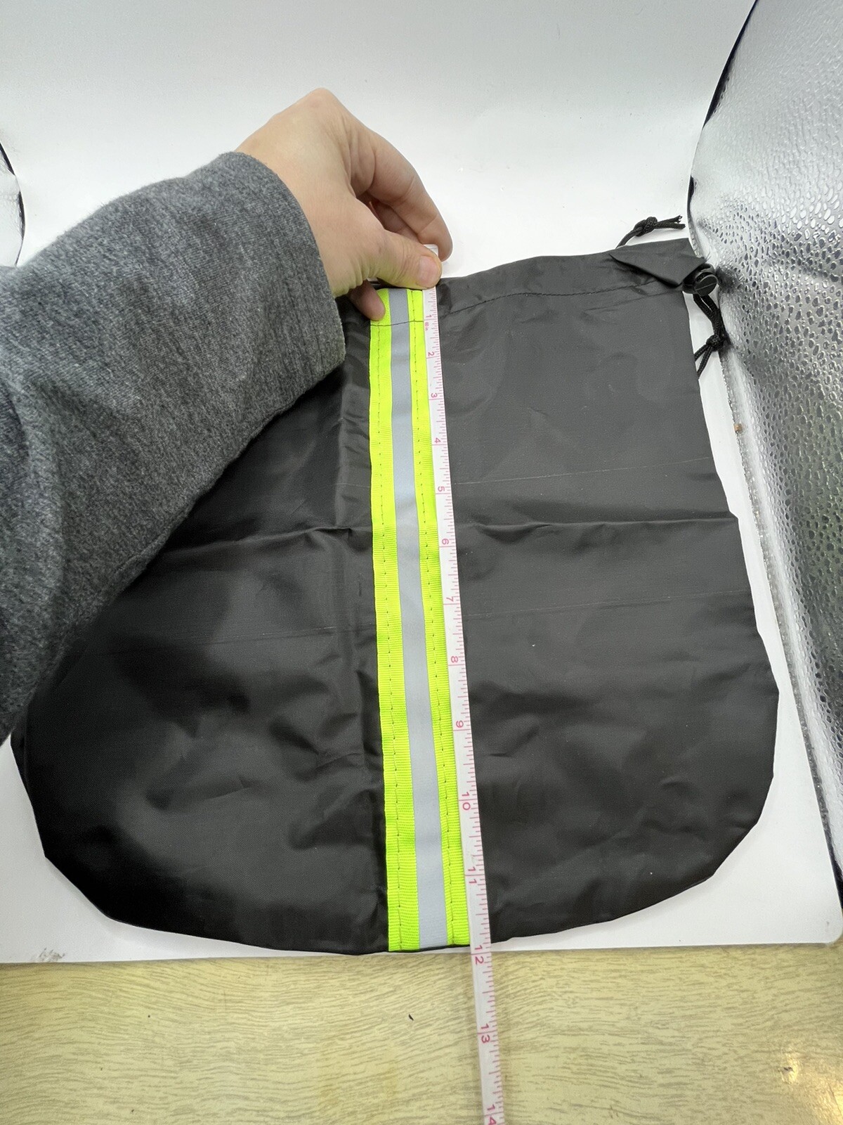 2X Drawstring Bag | Black With Yellow Reflective Strip 🧳 | 12 X 12.5 in