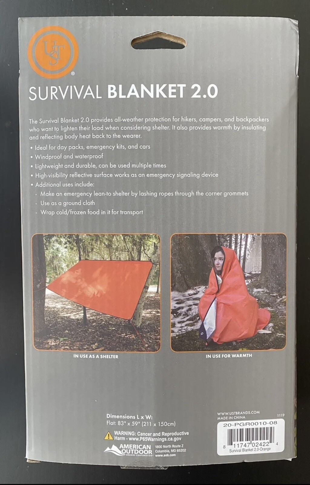 Ultimate Survival Technologies Survival Blanket 2.0 Orange/Silver Emergency