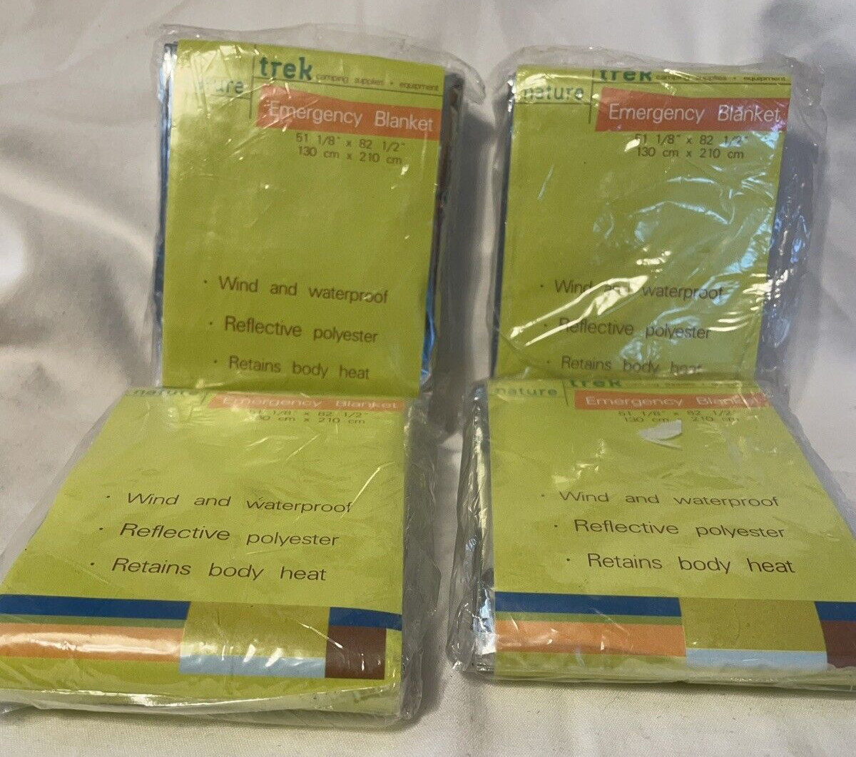 Four (4) Nature Trek Emergency Rescue Space Thermal Blankets 82.5″x51.25″