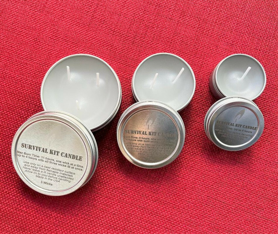 Survival Kit Candles, Set of Three Sizes. New Emergency Candles.