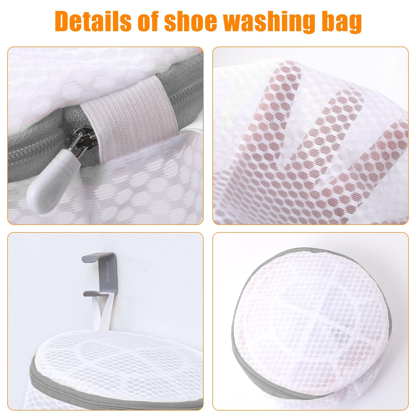 Kimmama Shoe Washing Machine Bag, Bag for 2L(7x7x15″), White