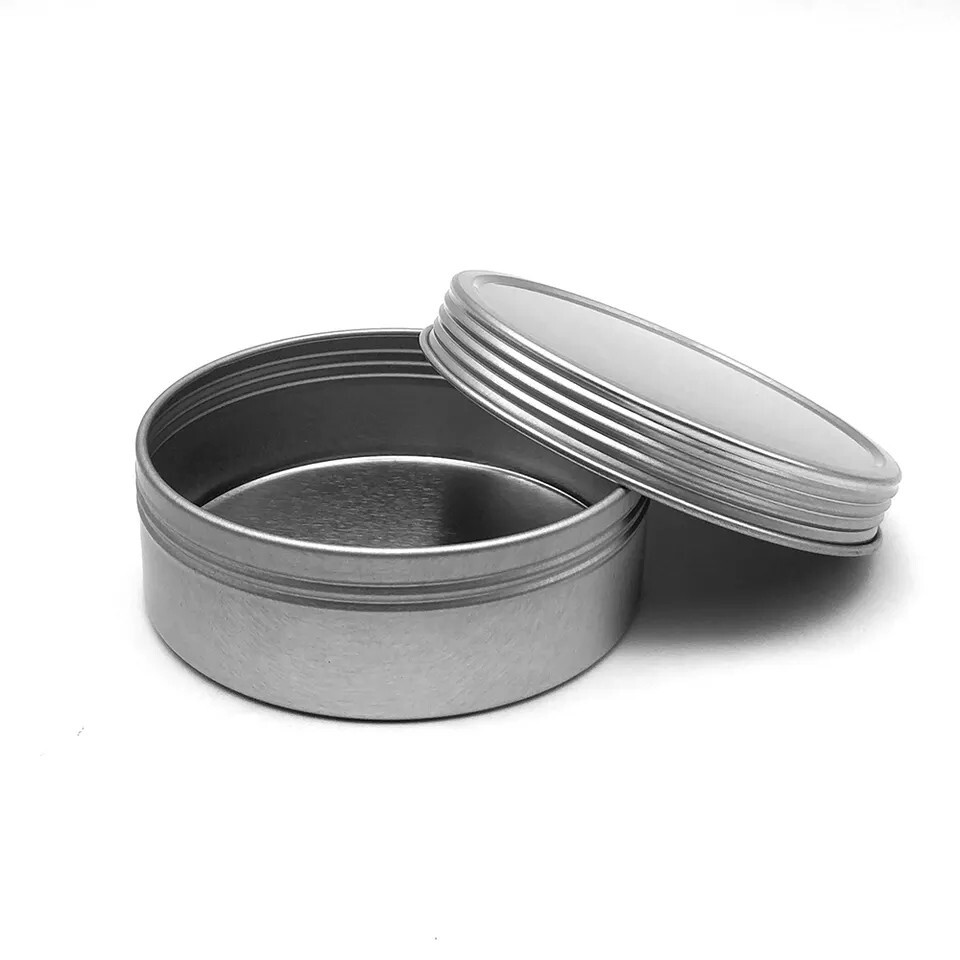 5 Qty –  2 oz. Round Shallow Metal Screw Top Tin Container-Camping, Crafts, etc