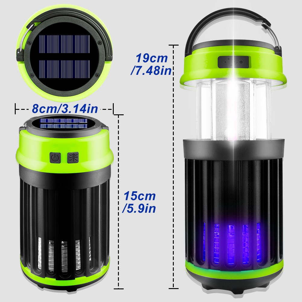 Solar LED Electric Shock Mosquito Killer Lamp Outdoor Waterproof USB Rechargeabl
