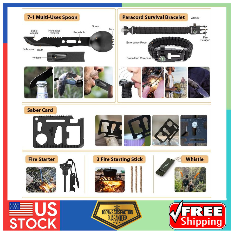 250Pcs Survival Kit First Aid Kit with Emergency Tent Molle Bag for Camping Gear