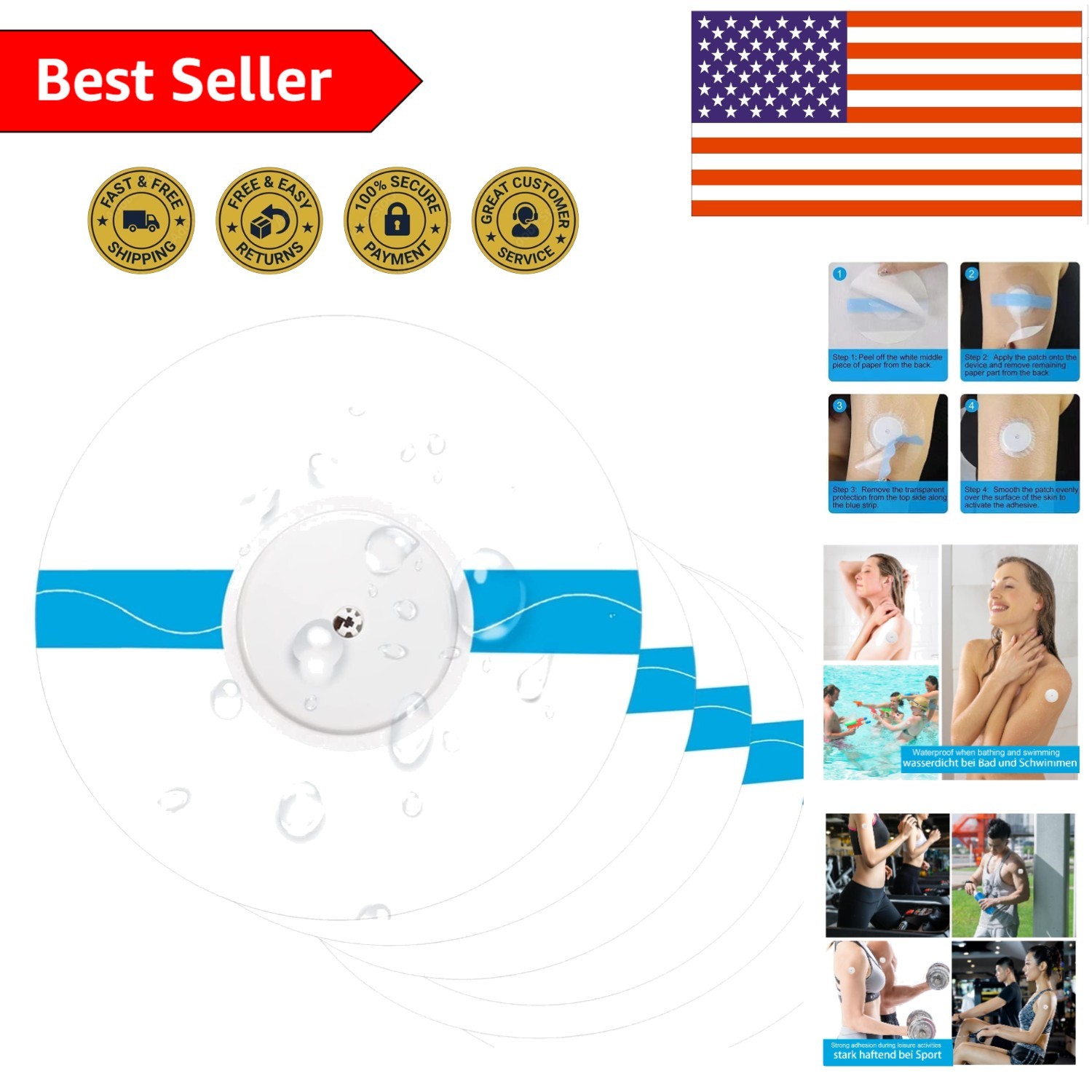20 Pack Flexible Waterproof Freestyle Patches – Easy Application & 14 Days Use