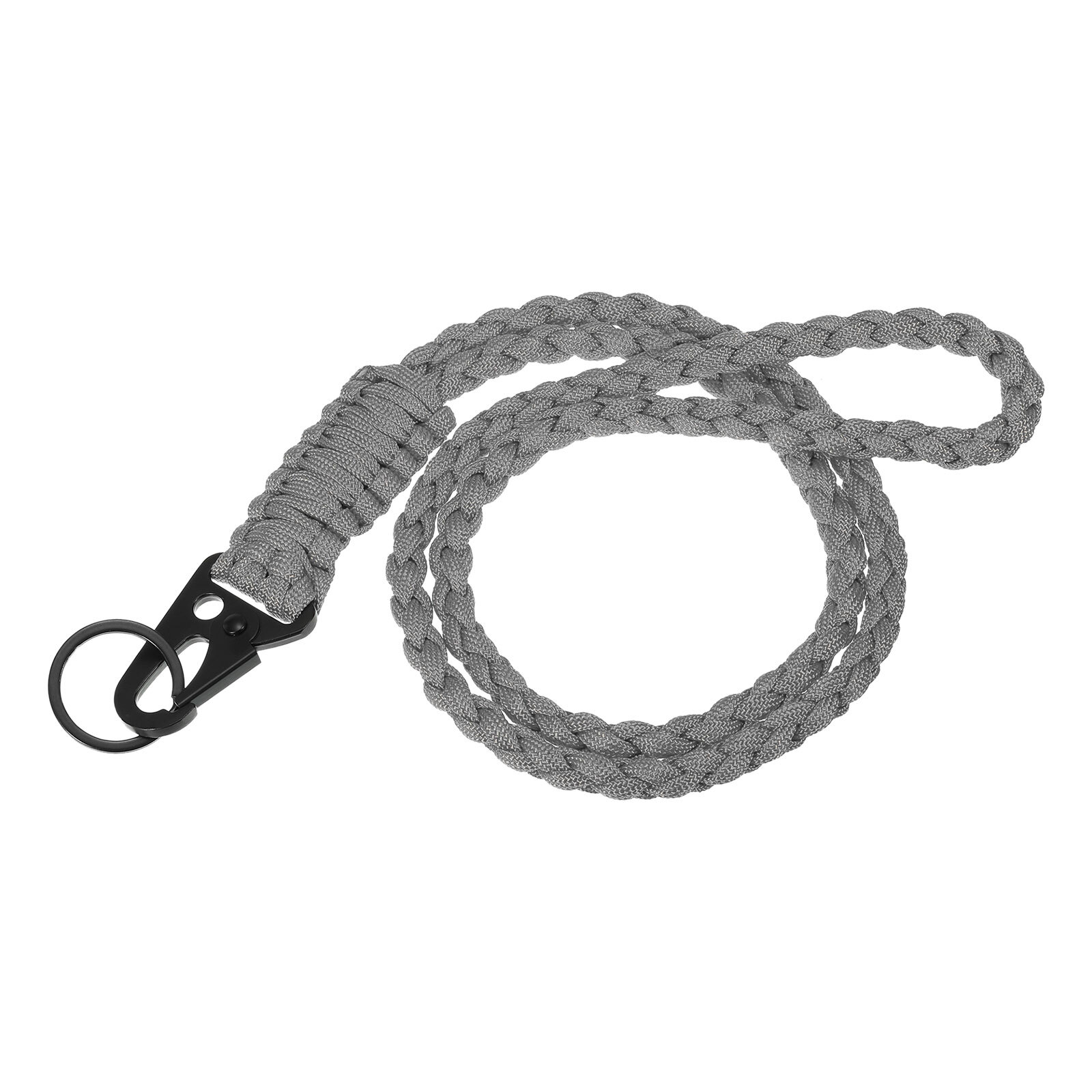22″ Paracord Neck Lanyard Keychain Braided Strong Lanyard with Grey