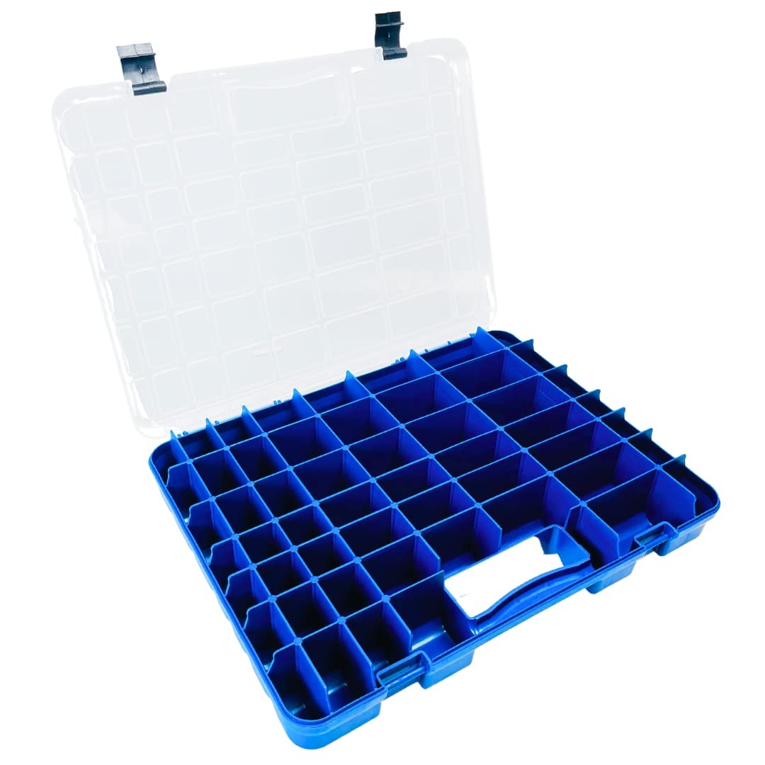 BIN BUDDY 54-Compartment Plastic Storage Box – Versatile Organizer for Blue