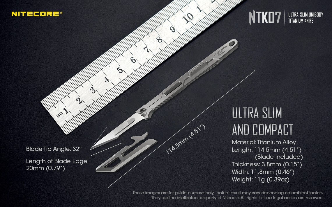 Nitecore NTK07 Titanium Knife – EDC Everyday Carry Knife with Replaceable Blade