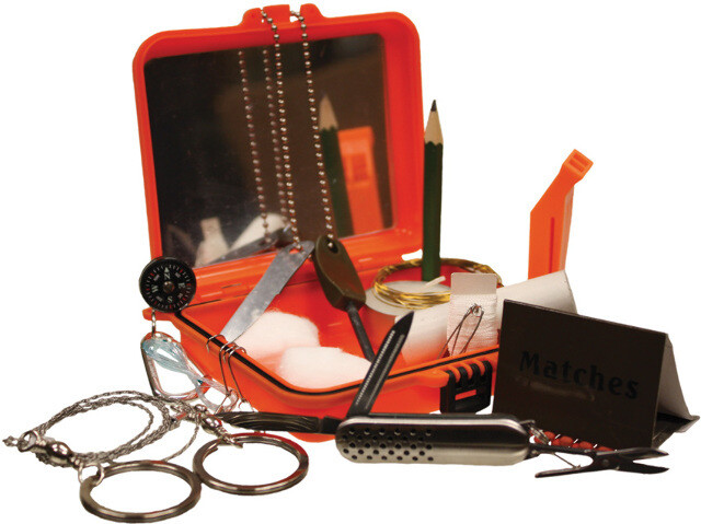 Red Rock Outdoor Gear Survival Kit 06-016 Contents carried in orange hard case w