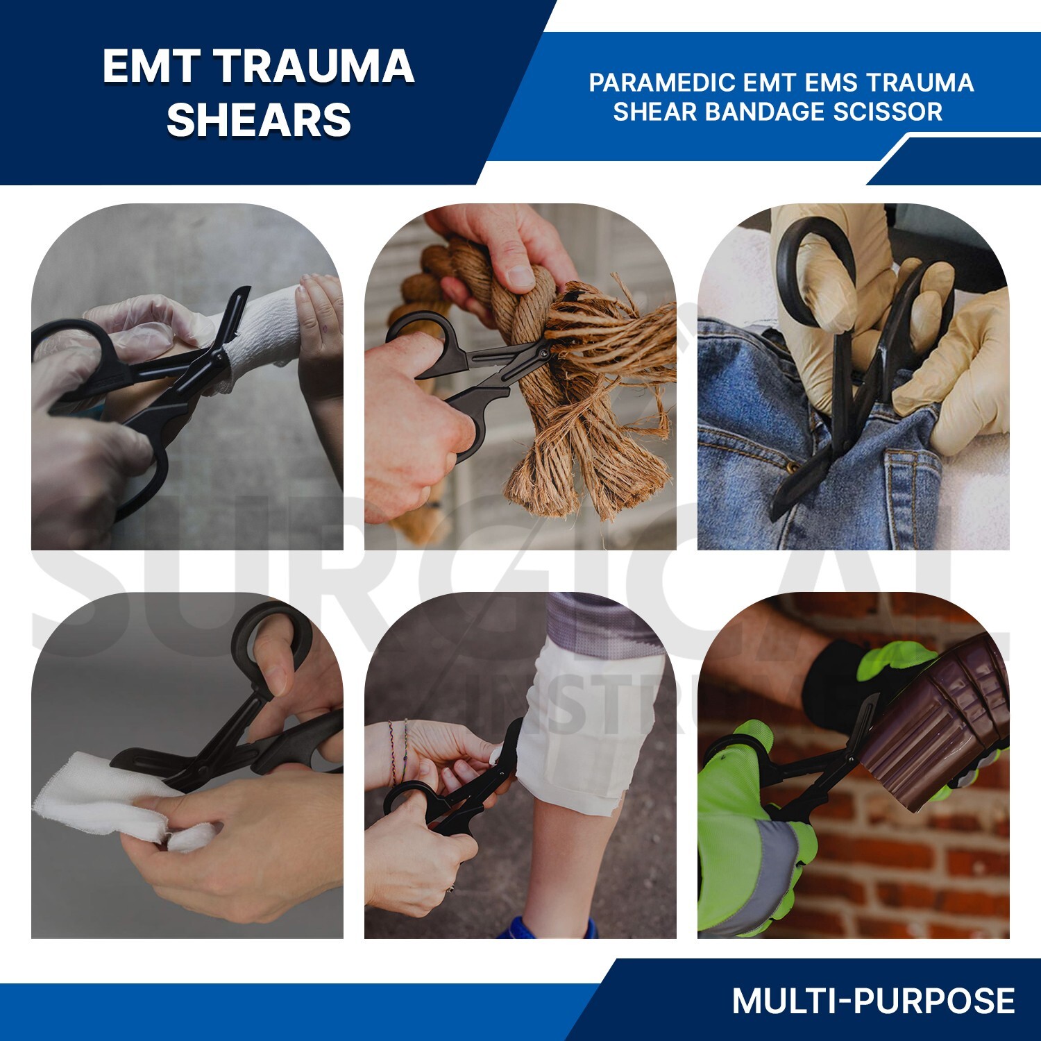 7.25″ Black EMT Utility Paramedic EMS Shears Scissors EMS Medical Cutting Tools