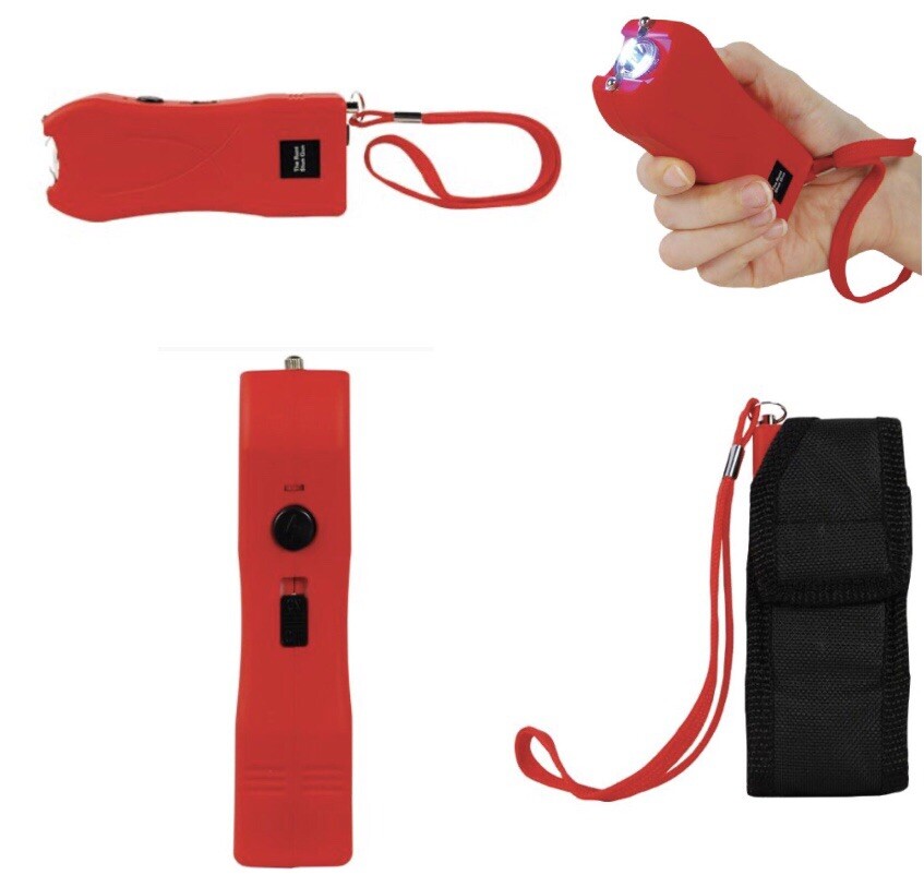 Max AMPERAGE Women Mini Stun Gun 911 RED 80 MV Rechargeable With LED Flashlight