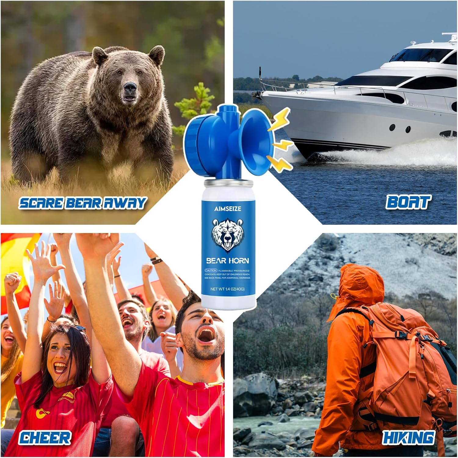 Bear Horn for Self Defense: 1.4Oz Air Horn to Scare Bears, 120Db Heard up to 1/2