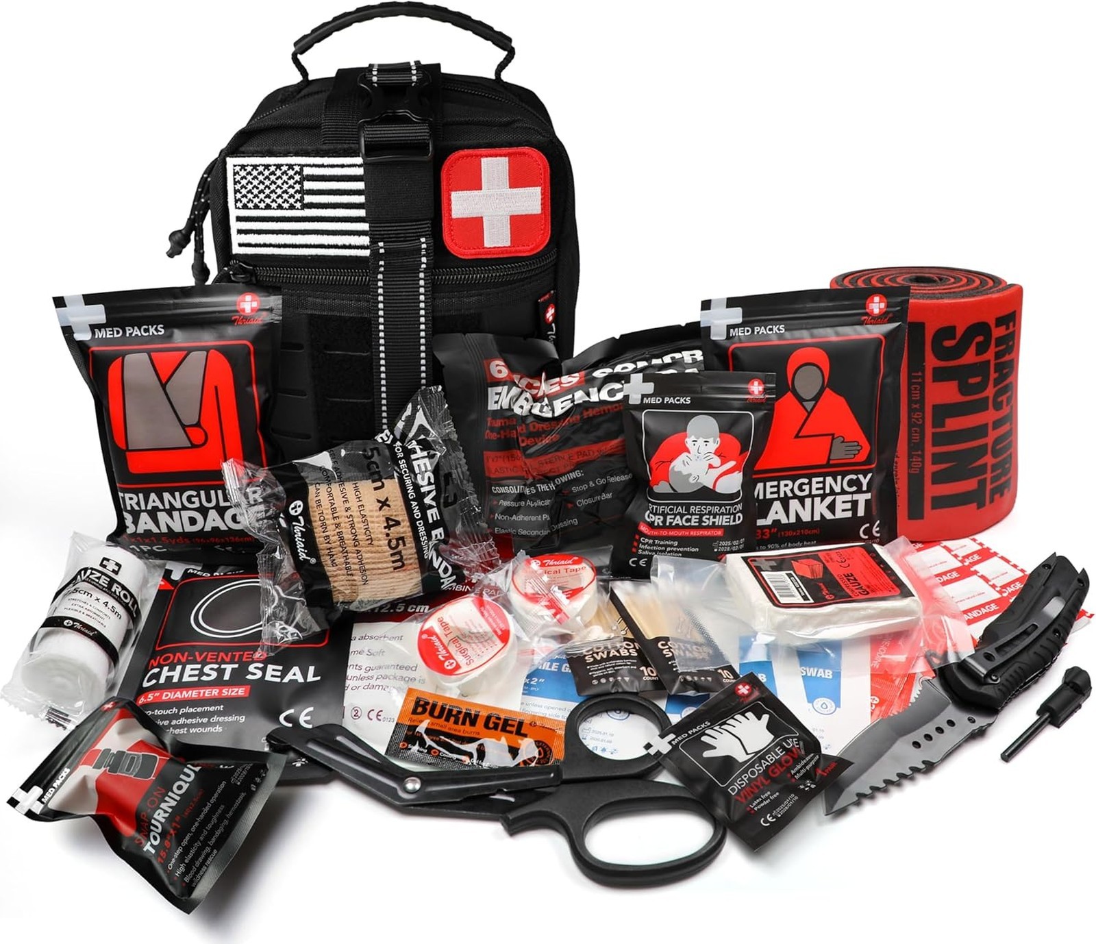 First Aid Kit Survival with Israeli Bandage Chest Seal Tourniquet Splint