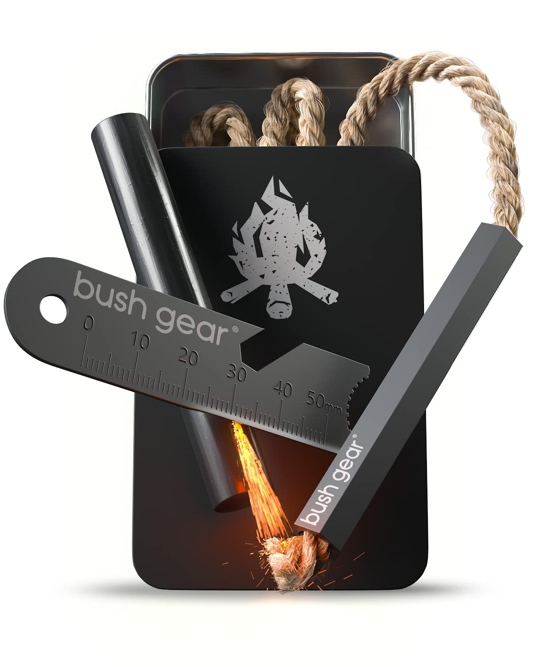 Outdoor Fire Steel Set in Aluminium Box inc 2X Tinder Fire Starter Set Out…