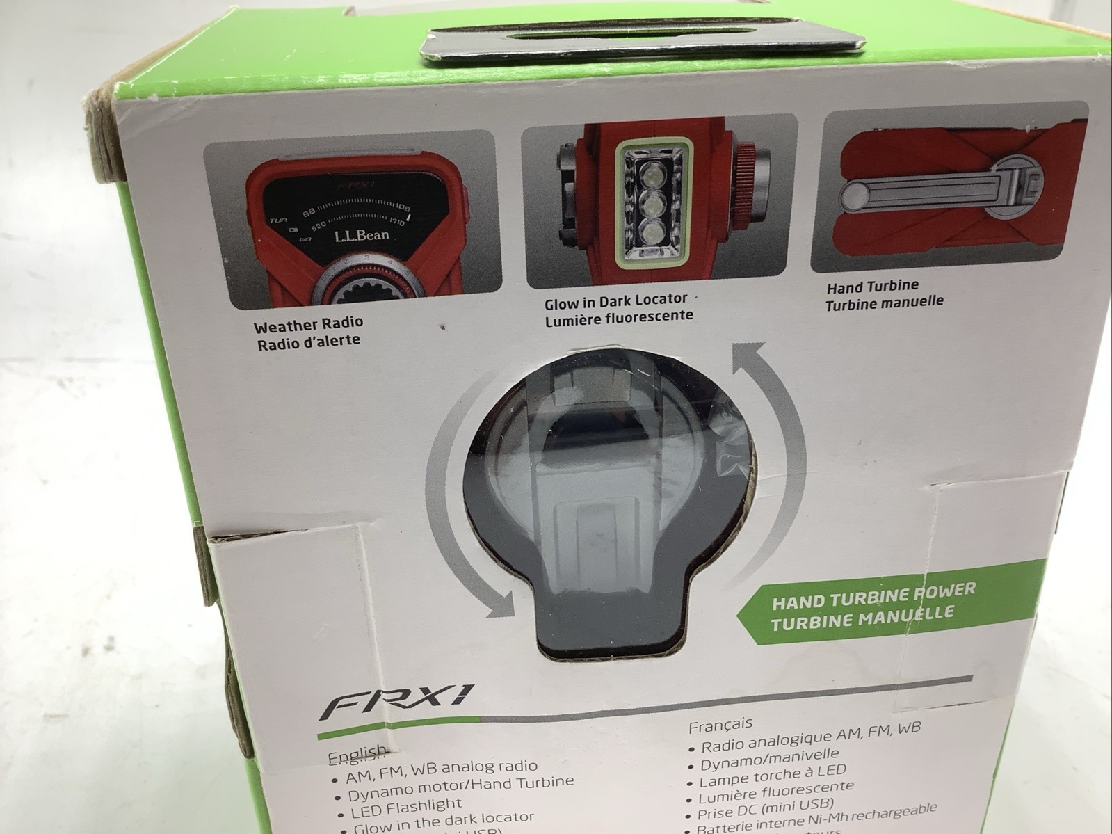 LL Bean Eton FRX1 Hand Turbine AM FM Weather Radio LED Flashlight Hand Crank!