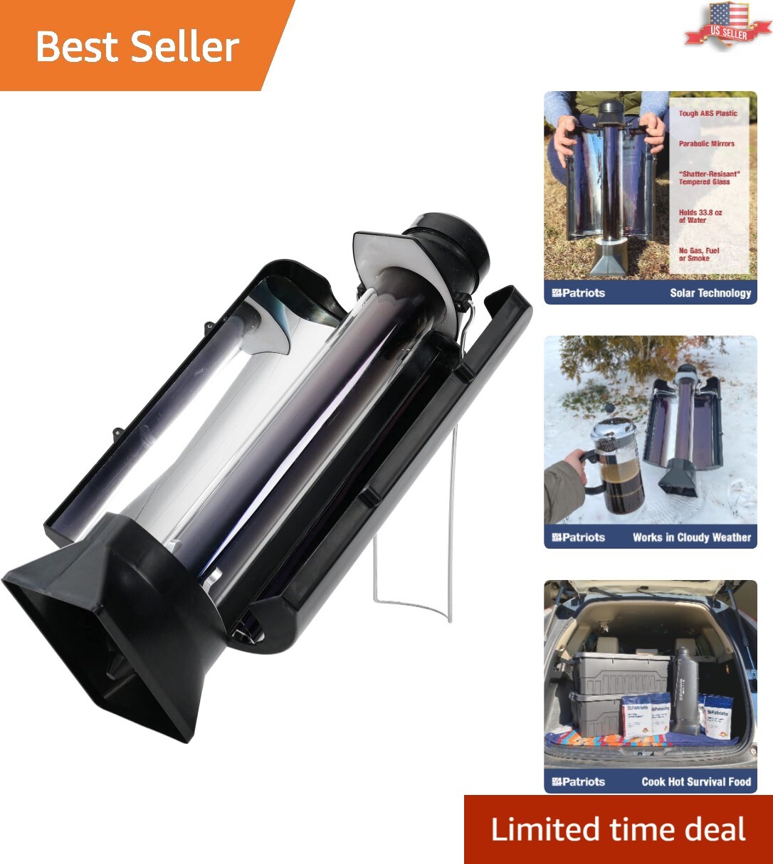 Solar-Powered Water Heater – Portable Thermos Flask for Camping & Backpacking