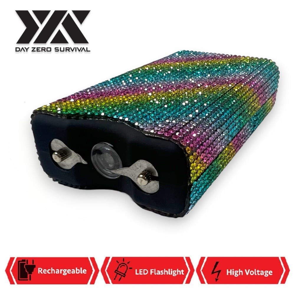 All New Special Rainbow Diagonal Bling High Voltage Self Defense Stun Gun
