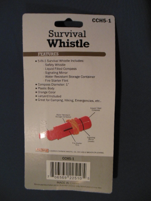 Lot of 2 Survival Whistles 5 in 1 Functions Emergency Camping Hiking Boating