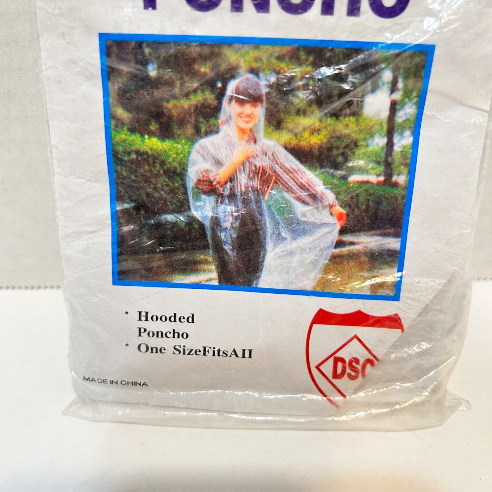 Vintage Squire Emergency Hooded Poncho Clear One Size Fits All NOS