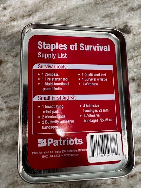 4 Patriots Staples Of Survival Includes Survival Tools And First Aid Kit NEW
