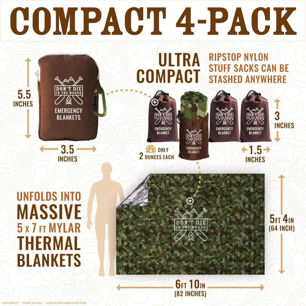 – Freakin’ Huge Emergency Blankets [4-Pack] Extra-Large Thermal Mylar Space Blan