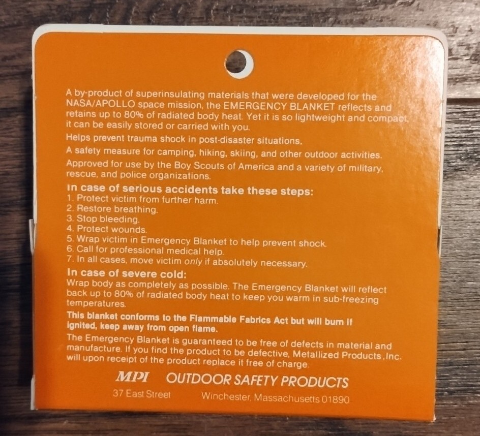 SPACE Brand Emergency Blanket, First aid thermal blanket for Home, Car, Camping