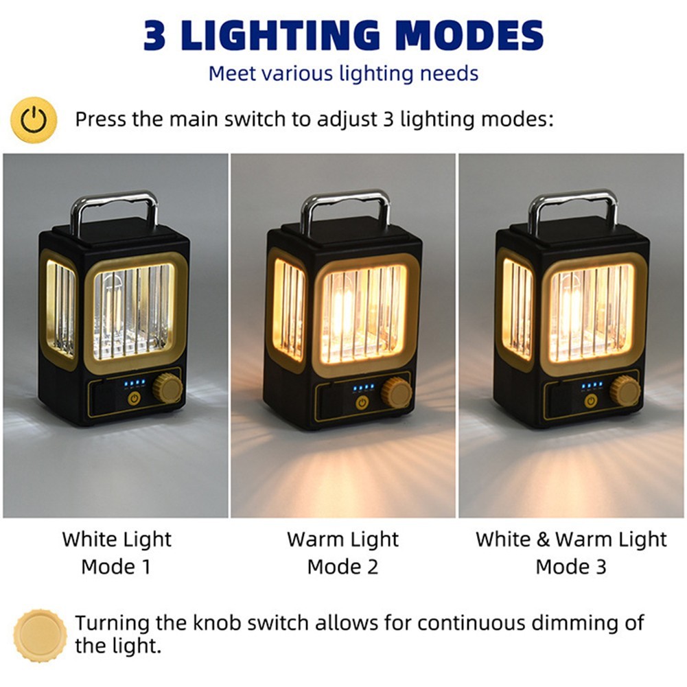 Rechargeable Solar Lantern with Adjustable Light Intensity for Outdoors