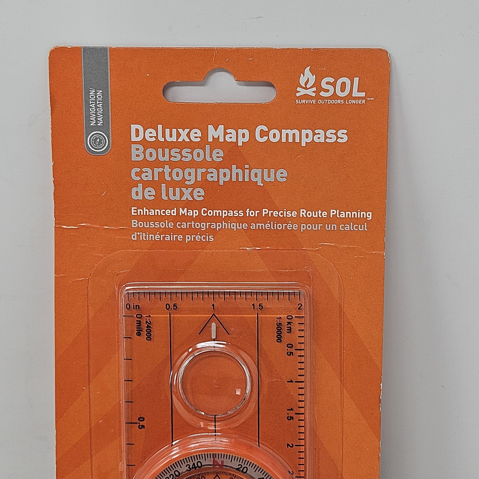 SOL SURVIVE OUTDOORS LONGER DELUXE MAP COMPASS EXTENDED BASEPLATE