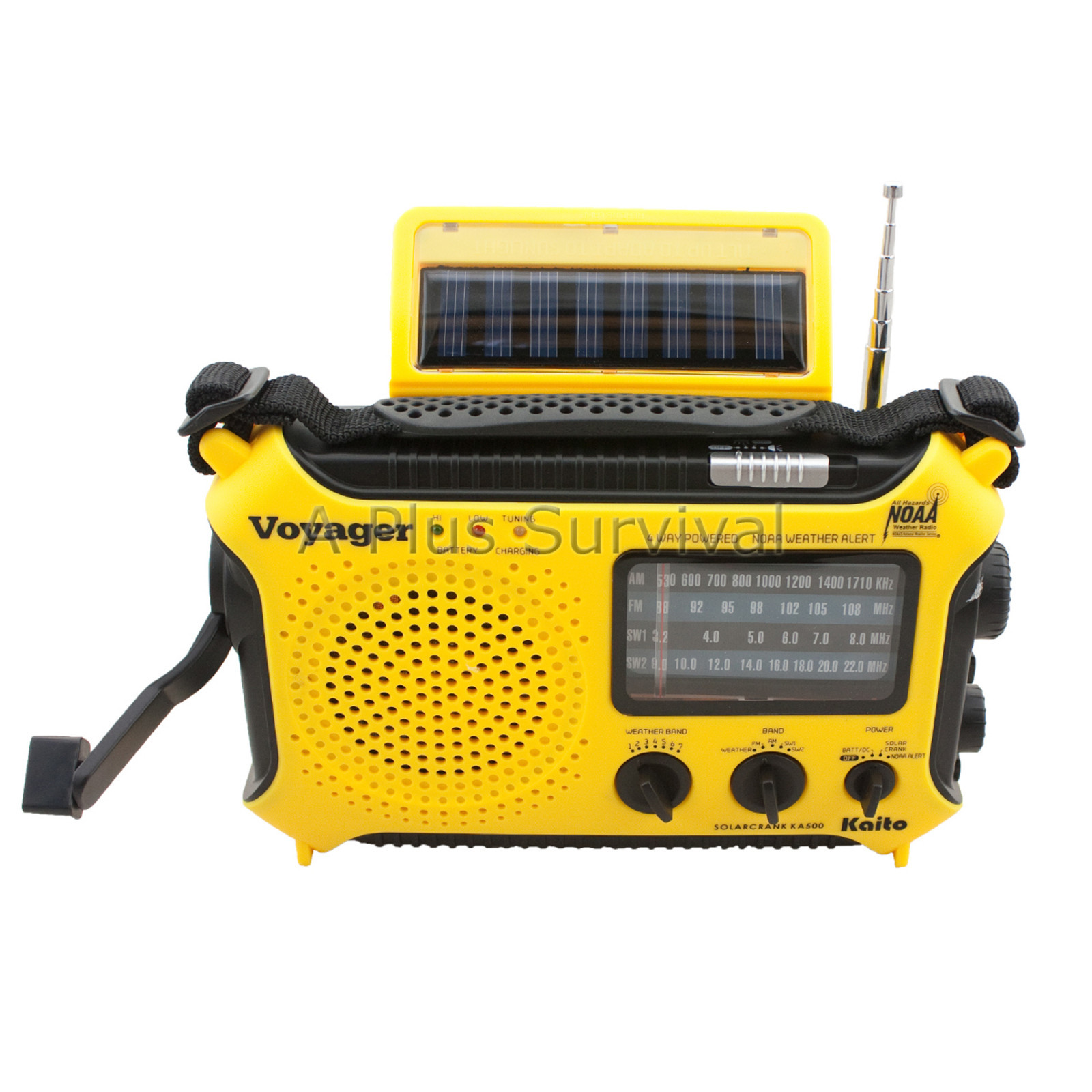 Yellow Kaito KA500 Voyager Solar Crank Battery Survival Radio AM FM Shortwave