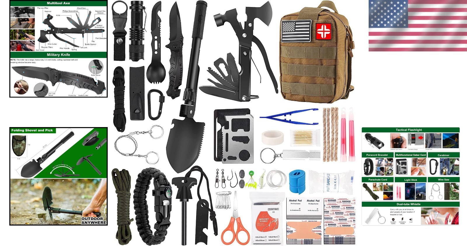 142-Pc Survival and First Aid Kit – Ultimate Outdoor Safety Gear for Adventurers