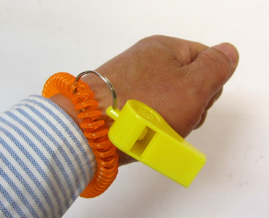 WHOLESALE LOT OF 12 –WHISTLE COIL BRACELET KEYCHAIN –KC2731A