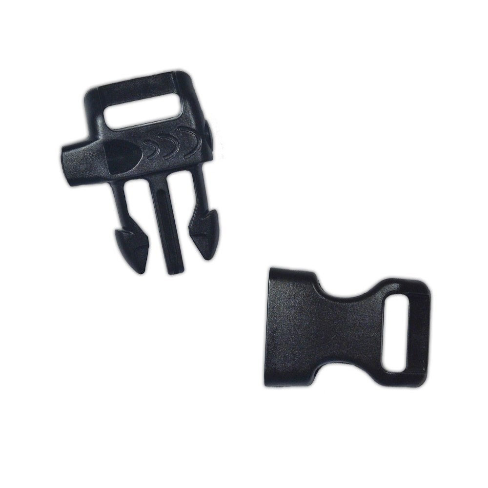 Paracord Planet Plastic Side-Release Emergency Whistle Buckle – 5 Pack, Black