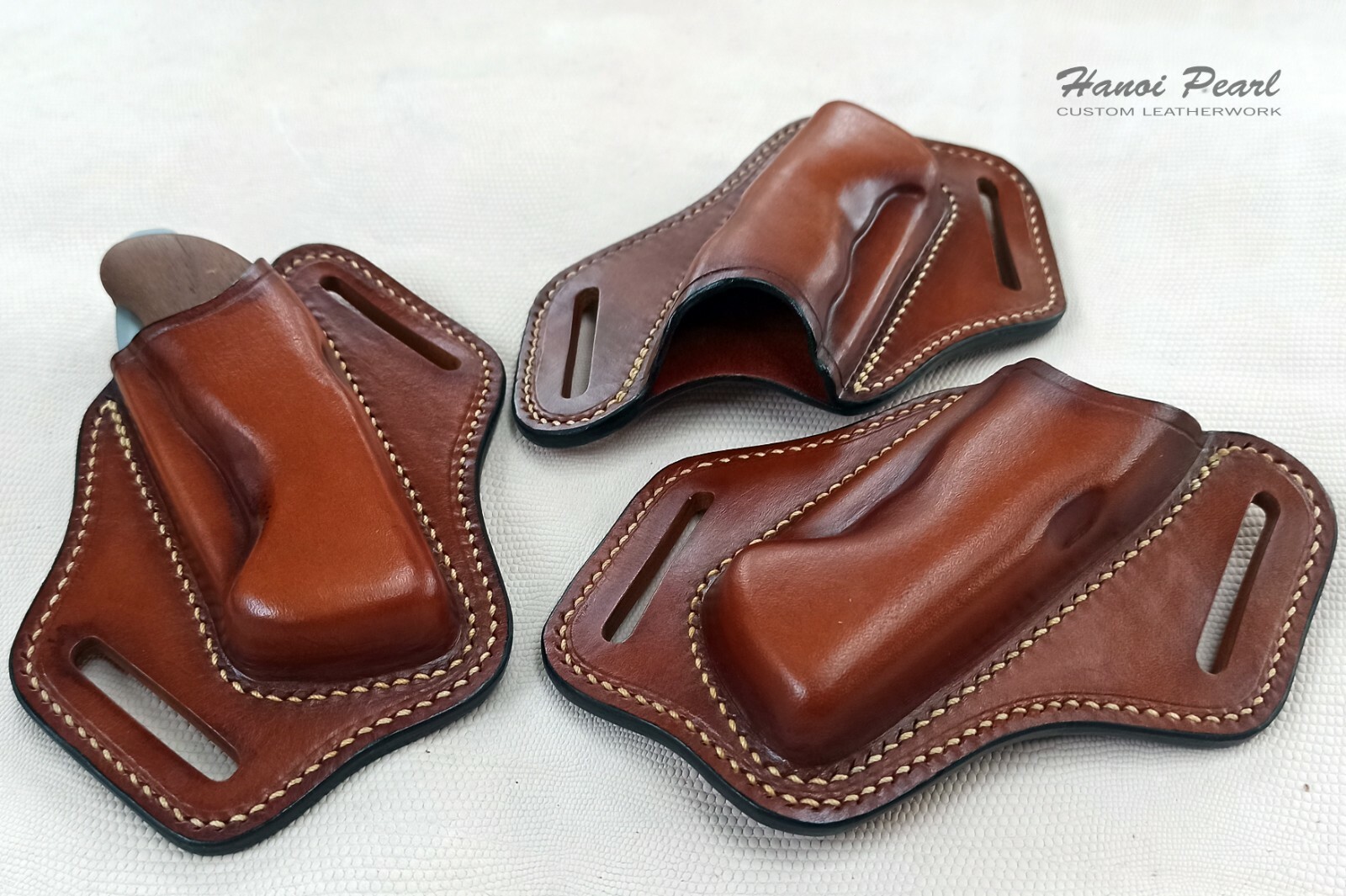 Custom Canted Pancake Leather Sheath for Victorinox Hunter Pro Wood