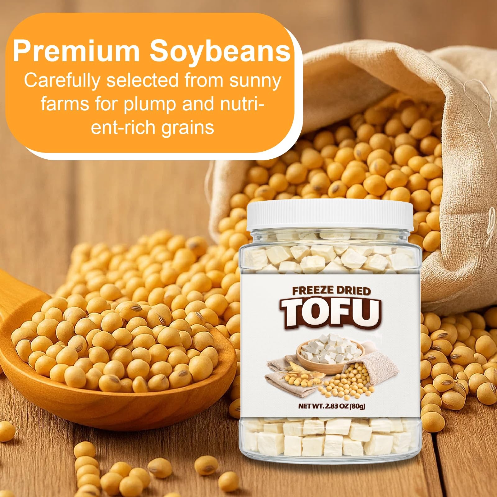 2.83oz (80g) Freeze Dried Tofu Cubes, 1cm Bite Size, Plant Based S, purple