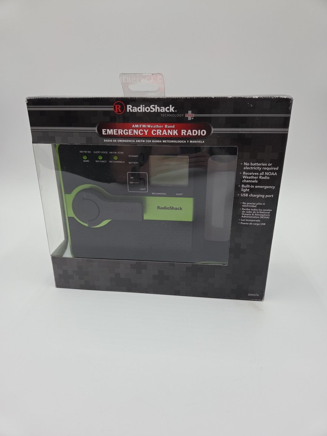 RadioShack Emergency Crank Radio AM FM Weather Band USB Charging Port – Open Box