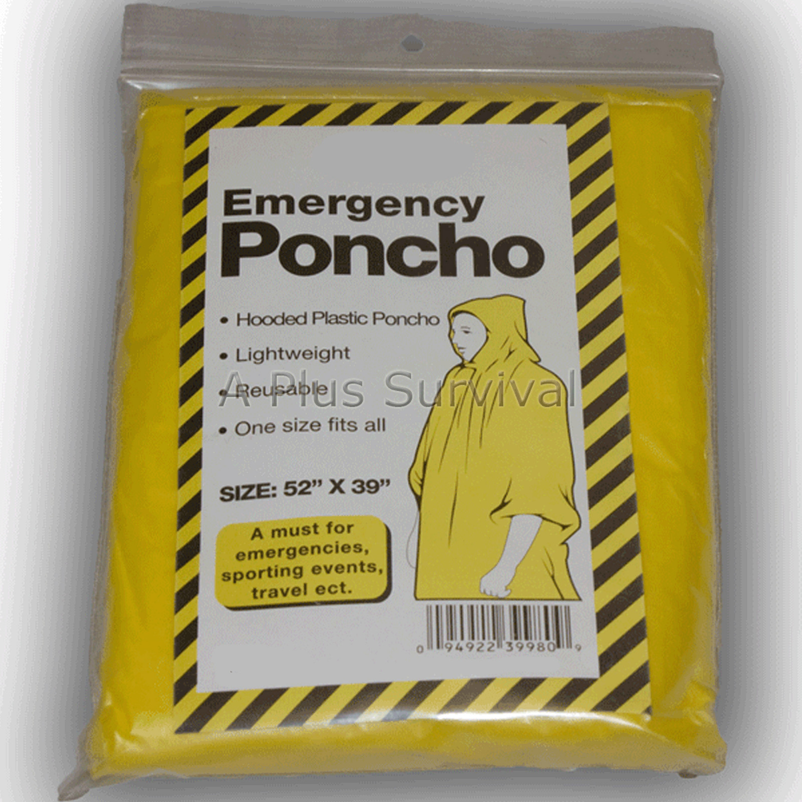 Lot of 2 Yellow Emergency Hooded Survival Poncho 4 Kits