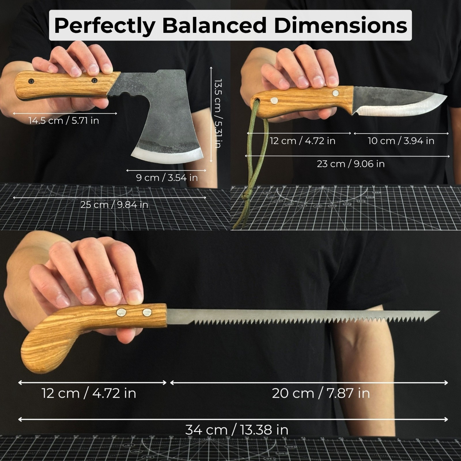 All in 1 Survival Bushcraft Camping Kit Axe Knife Saw Ferro Rod Sharpening Tool