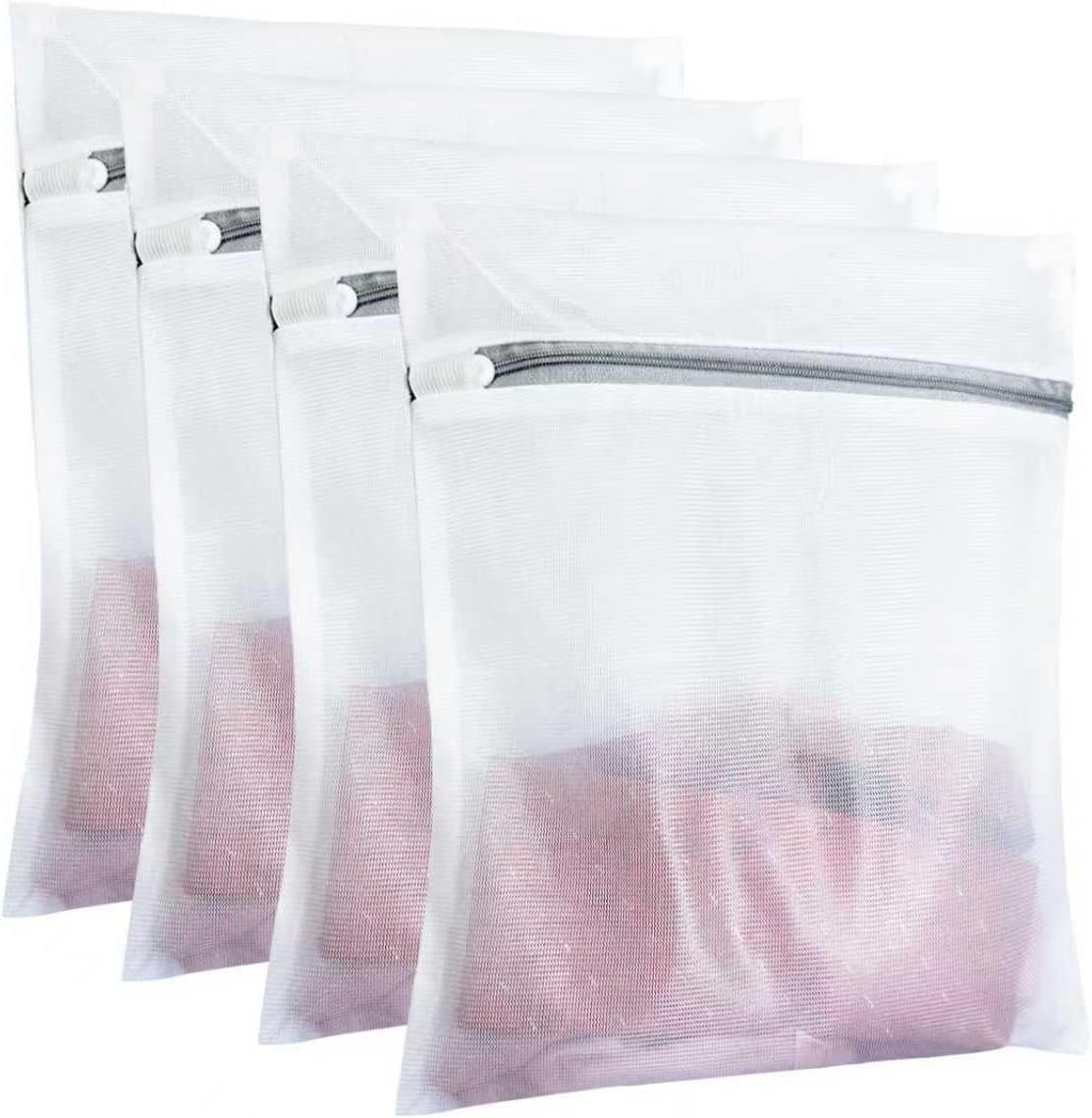 Laundry Bags Mesh Wash Bags, Durable Delicate Bag for 4 Large, white