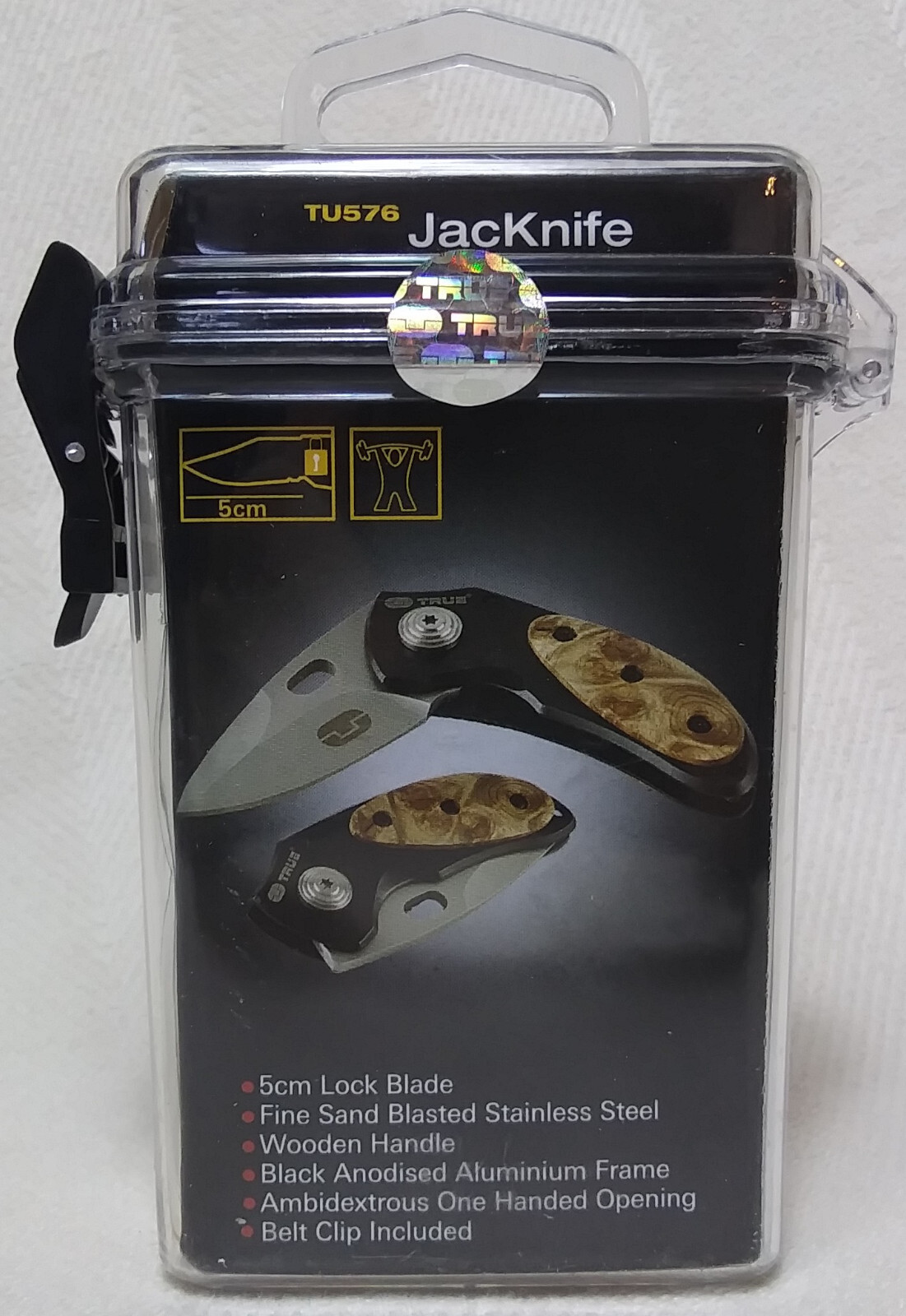 TU576 TRUE UTILITY JACKNIFE POCKETKNIFE ONE HAND OPENING REAL HARD WOOD HANDLE