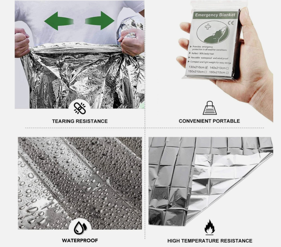 50 Pack Silver Mylar Emergency Blankets – Survival, Camping, Military, Homeless