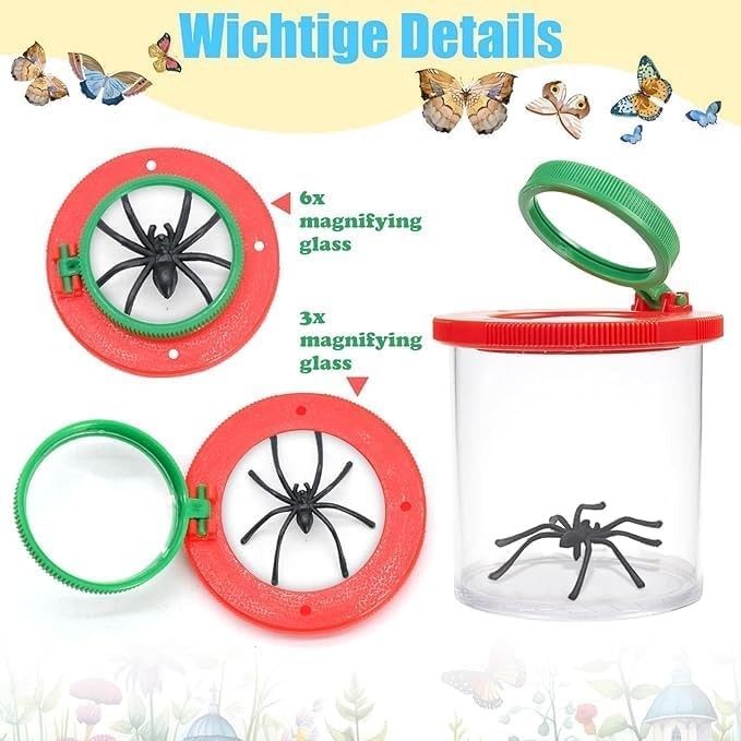 Researcher Set for Kids, 6 Piece Magnifying Tins Cup Magnifier, Cup Magnifiers Set with 3/…