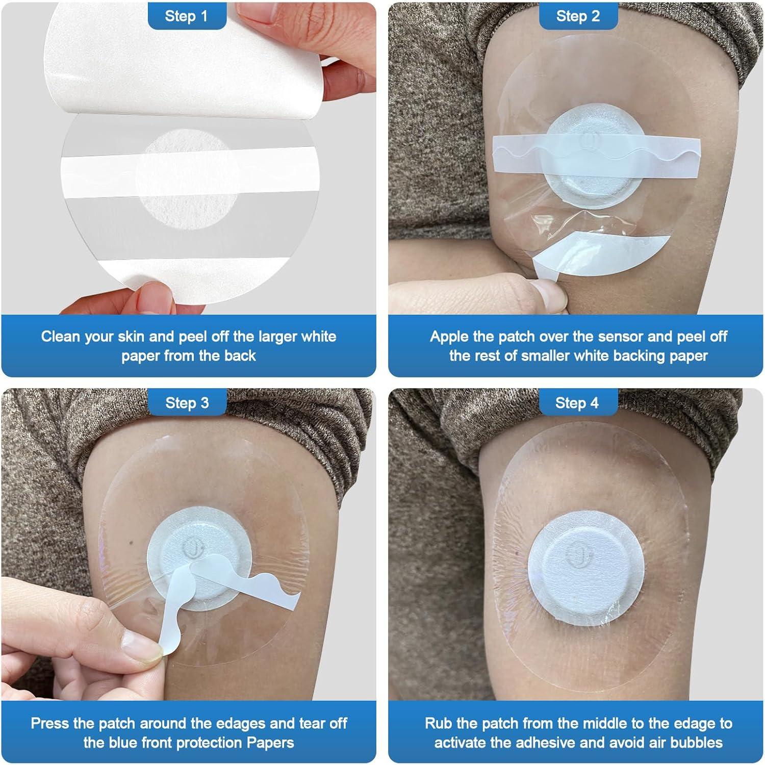 Libre 3 plus Sensor Covers Waterproof-40 Pack Freestyle Adhesive Patches, Transp