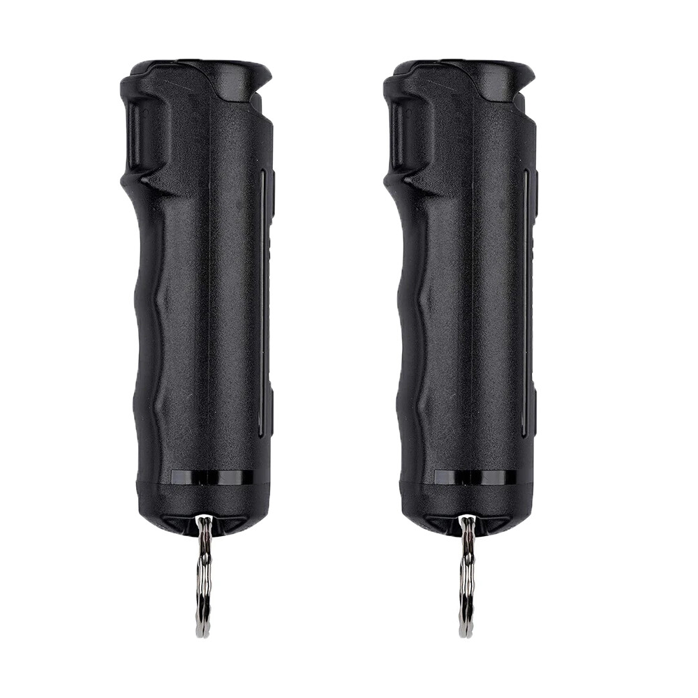 2 Pack Pepper Spray .50oz BLACK Flip Top Keychain Defense Newest Model