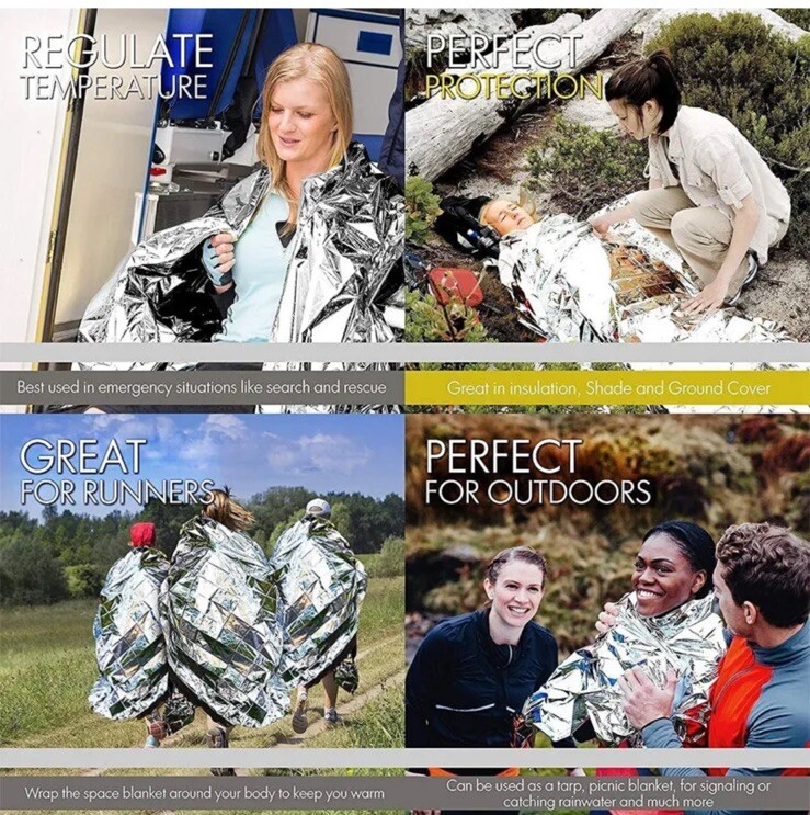 8 Pack Emergency BLANKET Thermal Survival Safety Insulating Mylar Heat 84″ X52″