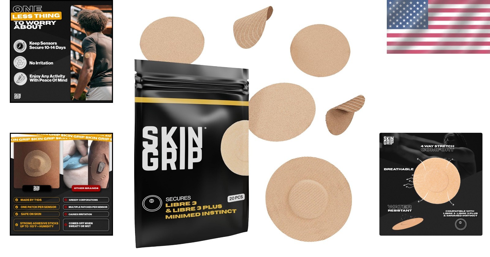 Freestyle Libre 3 Sensor Covers WaterProof SweatProof Adhesive Patches 20 Pack