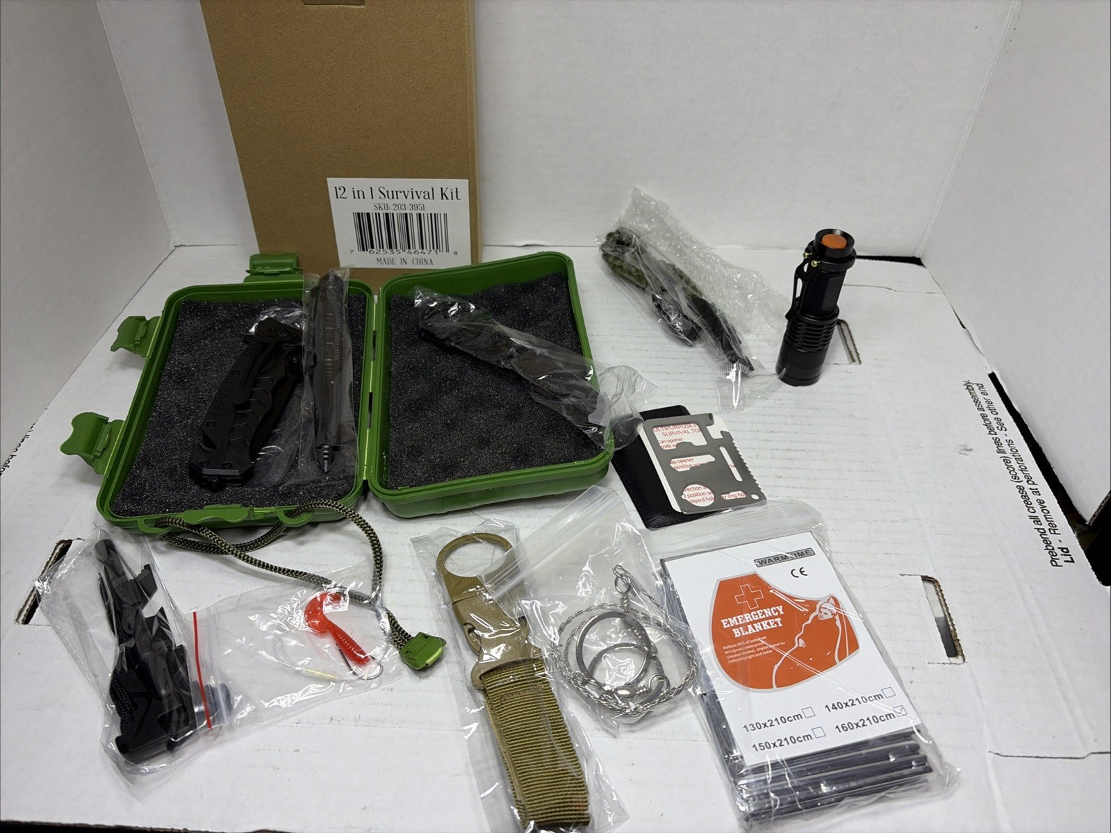 12-In-1 Survival Kit ERE-24014, Outdoors, Scouting, Hunting, Fishing, NEW