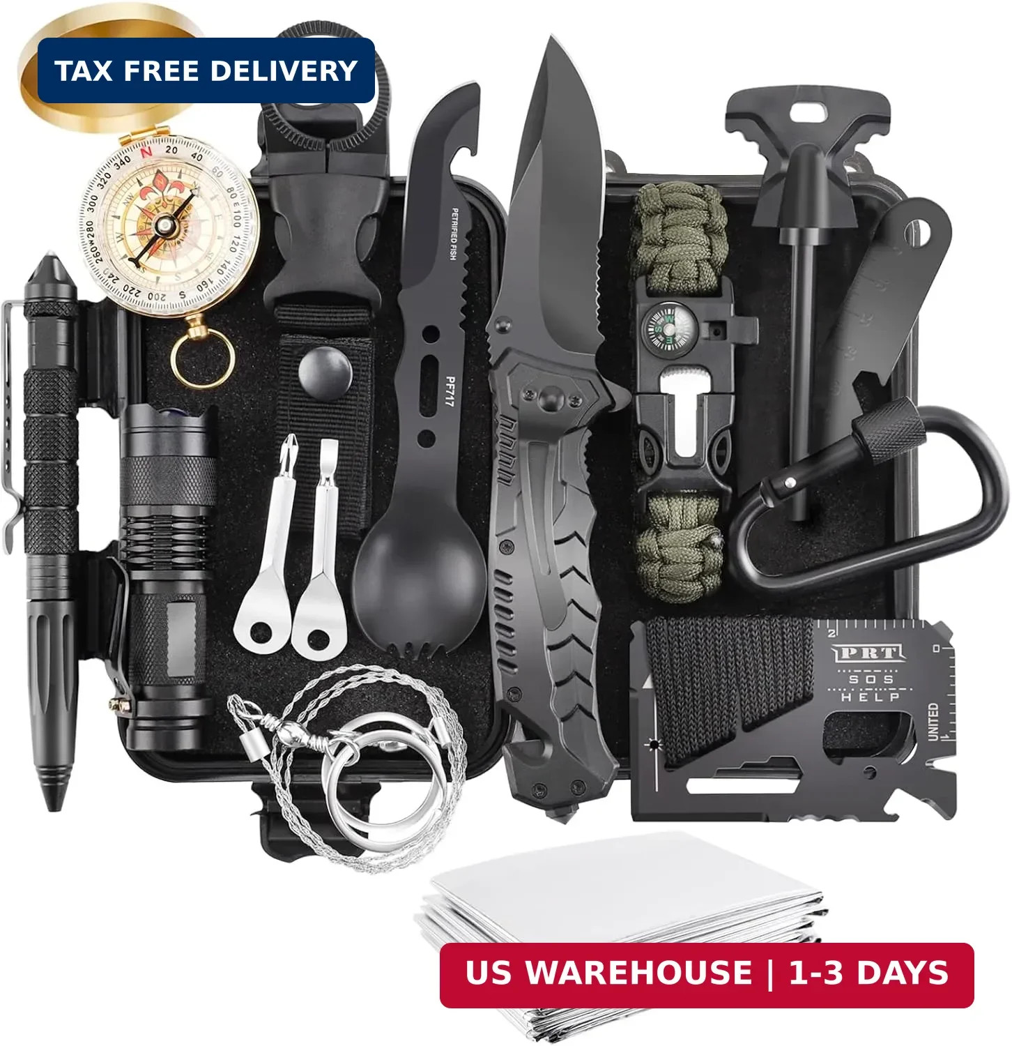 Survival kits 17 in 1, Emergency Survival Gear and Equipment, Cool Gadgets for M