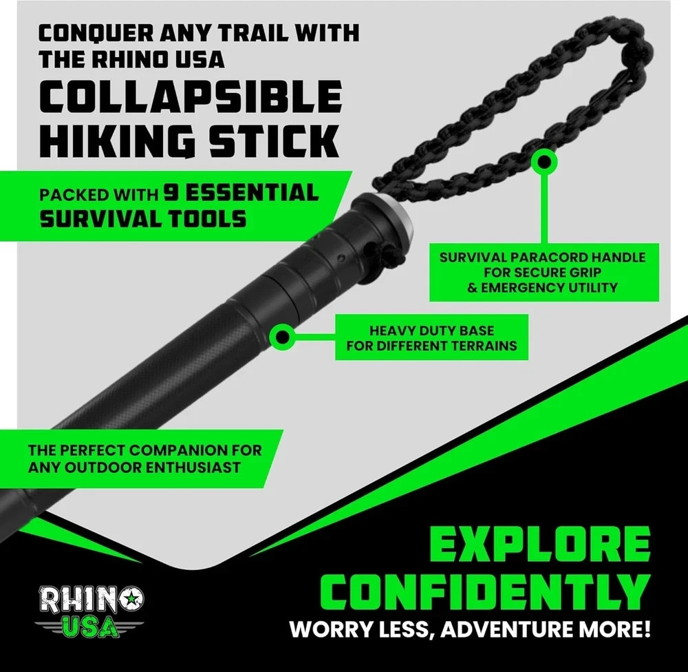 Tactical Hiking Stick with Integrated Survival Kit – Essential Camping Gear for