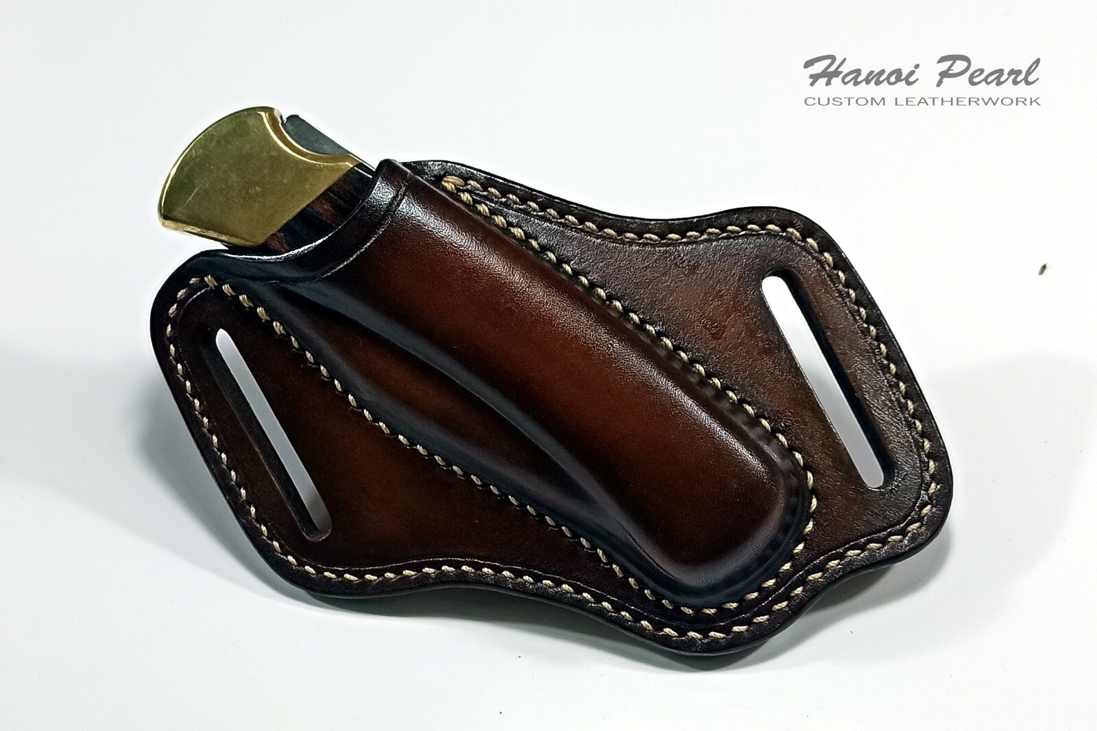 Custom Cross Draw Leather Sheath for Buck 110 Folding Hunter